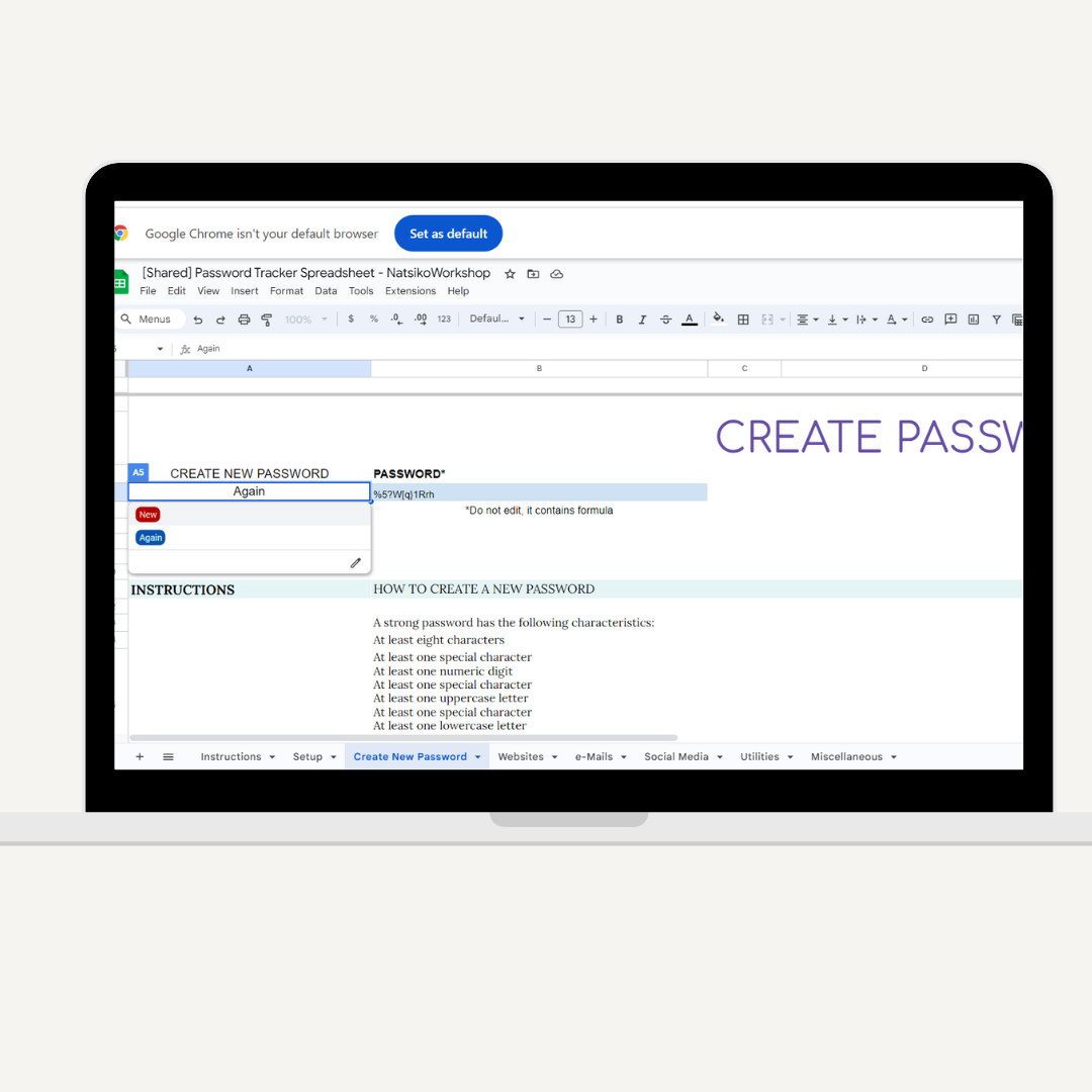 password tracker google sheet